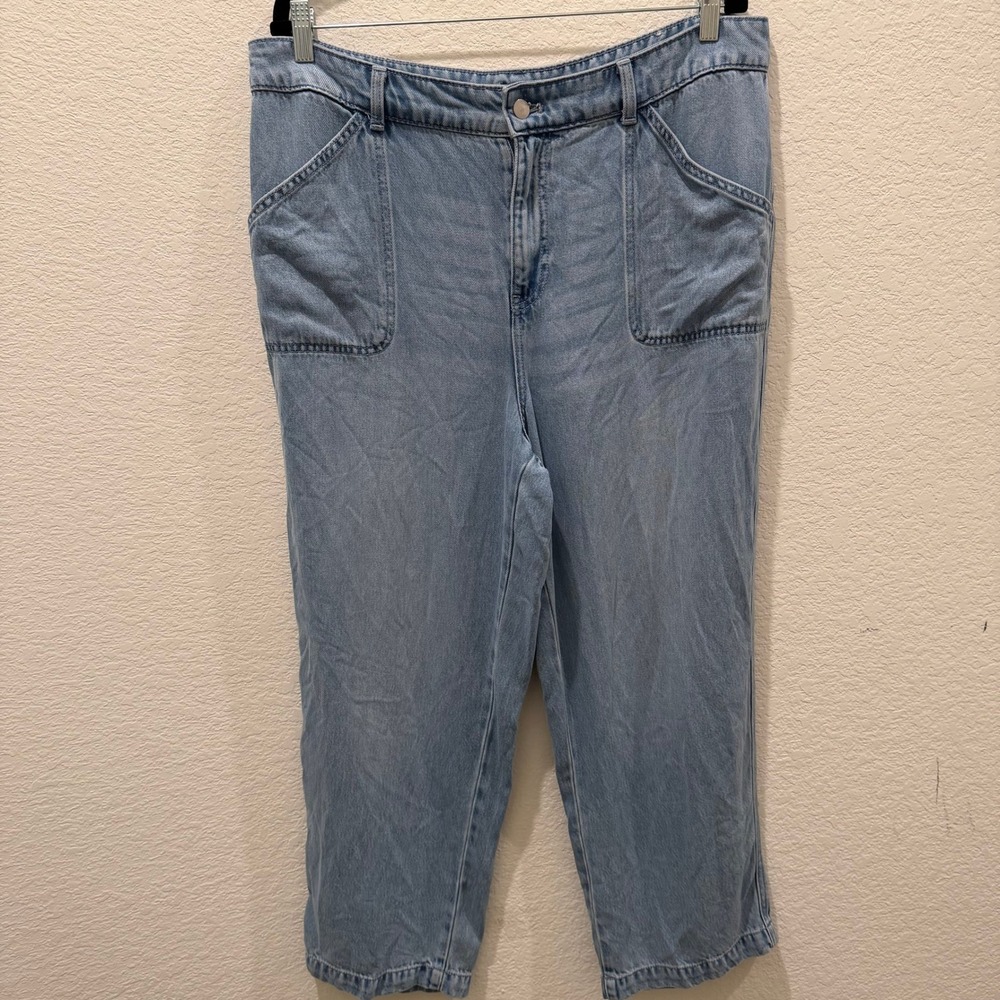 Talbots Summerweight Straight Leg Ankle Jeans Light Wash Patch Pocket Womens 14